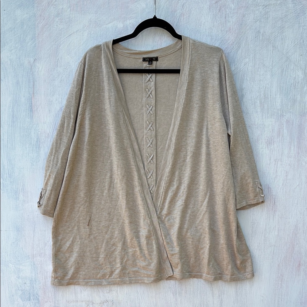 Lety & Me Beige Top 2X cardigan duster travel comfy soft